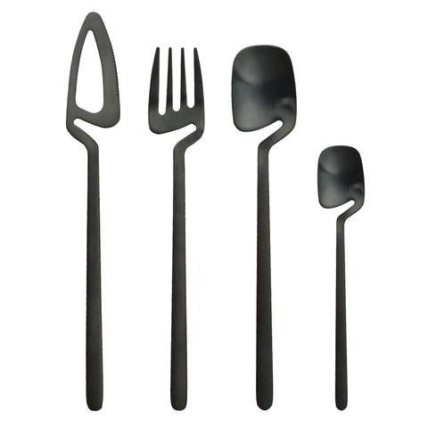 Matte Black Cutlery Set Knife Fork Tea Spoon Dinner Tableware Set 18/10 Stainless Steel Dinnerware Set Bar Party Silverware Set ► Photo 1/6