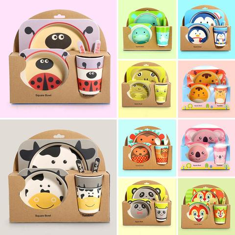 Baby Kids Natural Bamboo Fiber Bowls Cute Cartoon Animal Dishes Baby Feeding Tableware Children Infant Toddler Portable Plates ► Photo 1/6