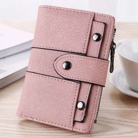 Women Wallet Simple Retro Rivets Short Wallet Coin Purse Card Holders Handbag for Girls Purse Small Wallet Ladies Bolsa Feminina ► Photo 1/6