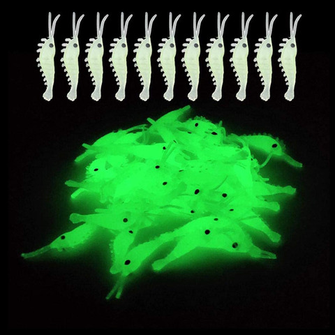 50Pcs Luminous Shrimp Fishing Bait Soft Lure Worms Glow Shrimps Fishing Lures for Bass Crappie Fishing Lures 3.5cm ► Photo 1/6