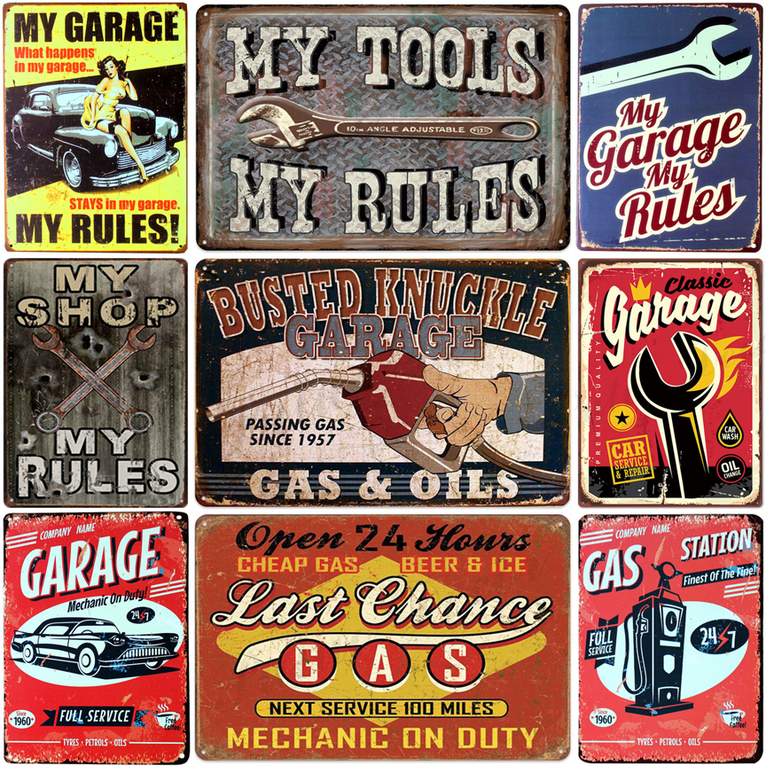 Last Chance Gas Station Beer & Ice Tin Metal Sign Vintage Wall Decor Garage Bar 
