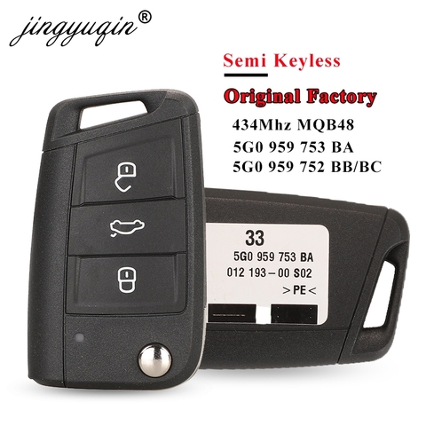 jingyuqin Original Car Flip Remote Key Fob 434MHz MQB48 for VW Golf MK7 Jetta Skoda Octavia Superb Touran Tiguan753BA/ 752BB/BC ► Photo 1/6