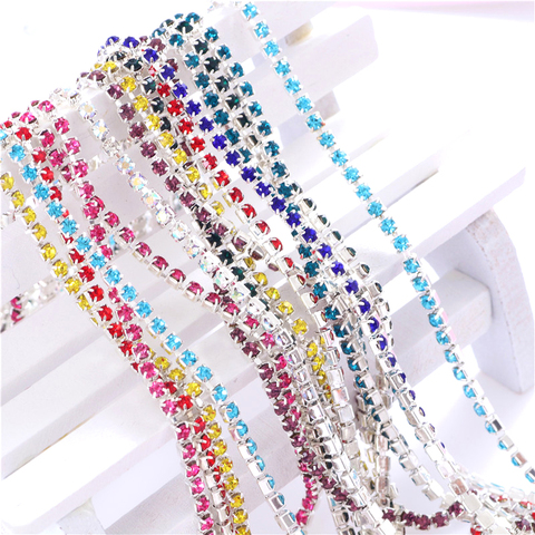 1 Yard Clothes Rhinestone Chain Silver Claw Sewing On Crystal Glass Cup Chain Rhinestone Trim DIY Garment Bags decorations ► Photo 1/6