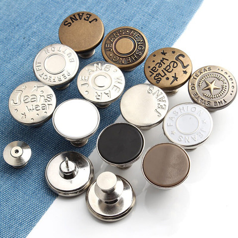 2pcs Snap Fastener Metal Pants Buttons For Clothing Jeans Perfect Fit Adjust Button Self Increase Reduce Waist Free Nail Sewing ► Photo 1/6