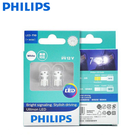 Philips T10 LED 12V W5W 6000K 11961ULWX2 Bright signaling Stylish driving  Ultinon LED White reading light signal light ► Photo 1/6
