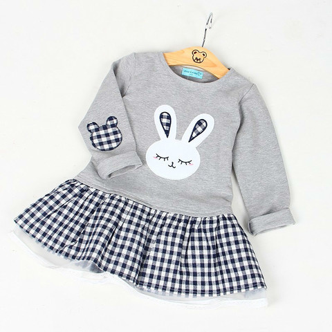 High Quality Spring Baby Girl Clothes Girl Baby Dress Long Sleeve Cartoon Embroiderie Bunny Princess Dress Clothes 3 Designs 40 ► Photo 1/6