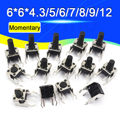 20PCS PCB Momentary Tactile Tact Push Button Switch Right Angle With stent 6*6*4.3/5/6/7/8/9/12mm 6x6x4.3/5/6/7/8/9/12 MM ► Photo 1/3