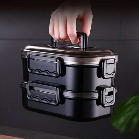 Black Portable 304 Stainless Steel Lunch Box Hot Japanese Style Compartment Bento Box Kitchen Leakproof Food Container ланч бокс ► Photo 1/1