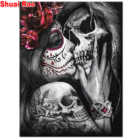 Skull kiss girl diamond painting,full,square,round diamond embroidery Different love,mosaic diamond diy handwork puzzle diamant ► Photo 1/6