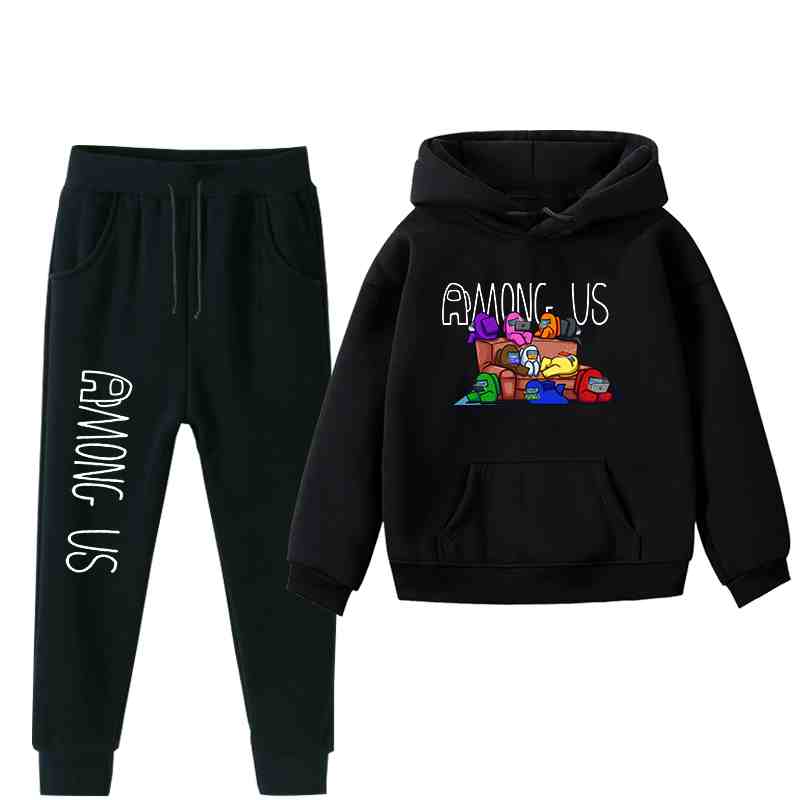 Unisex Kids Among Us Game Cotton Hoodies Set Hoodies and Trousers Sunhats Set Boys Girls Sport Outfit
