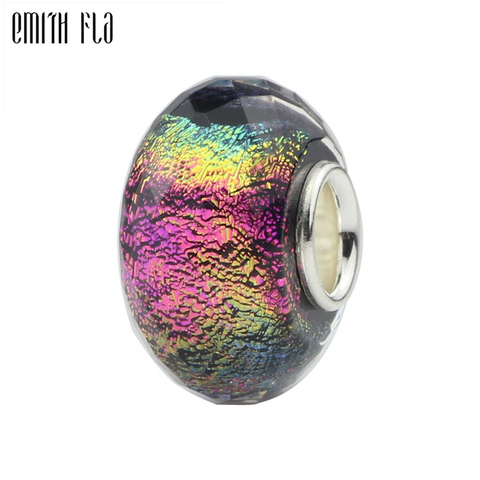 Emith Fla 100% Real 925 Sterling Silver Colorful Murano Glass Bead Fit Original European Charm Bracelet Women DIY Jewelry Making ► Photo 1/6