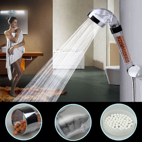 Spa Bath Shower Head Negative Ion Bathroom Water-Saving Stones Beads Rain Shower Watering Filter Supercharged Showerhead ► Photo 1/6
