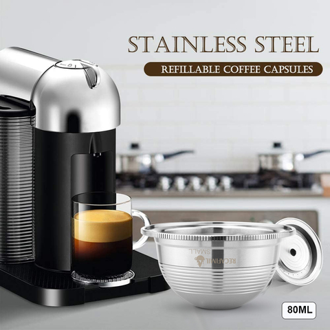 ICafilas Stianless Steel Reusable SmallCUP For Nespresso Vertuo Coffee Capsule Filter Espresso Vertuoline For VertuoPlusLine ► Photo 1/4