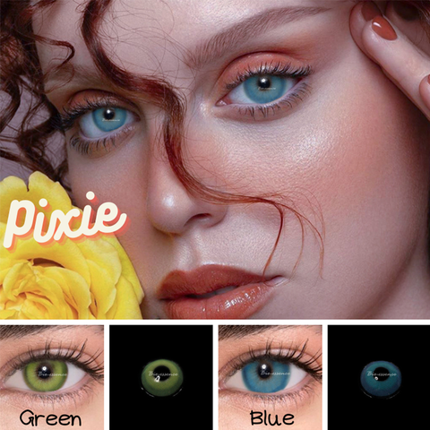 Prescription 2pcs/pair Colored Contact Lenses Blue Pixie Series Myopia Yearly Cosmetic Lentillas De Color Para Ojos Bio-essence ► Photo 1/6