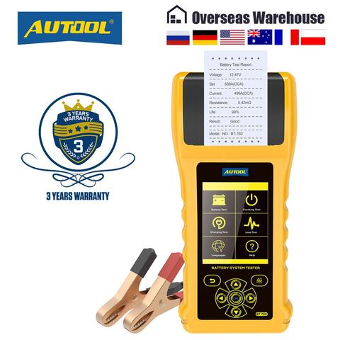 AUTOOL BT760 Car Battery Tester with Printer 6- 32V Color Screen Battery Test & Cranking Test & Charging Test & Max Load Test ► Photo 1/6