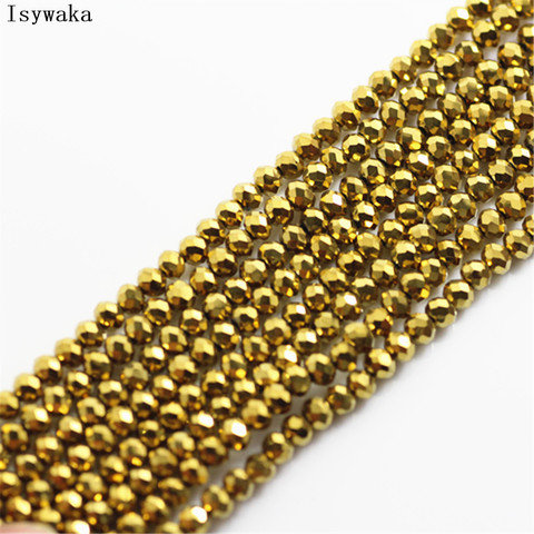 Isywaka Shining Golden Color 1800pcs 2mm Rondelle Austria faceted Crystal Glass Beads Loose Spacer Round Bead for Jewelry Making ► Photo 1/2