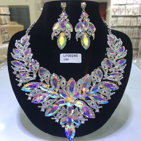 Rhine-stone jewelry sets  women fashion necklace fine jewelry sets wedding gold jewelry sets rhinestone Earring ► Photo 1/5