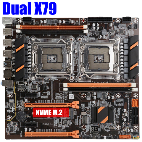 X79 dual CPU motherboard dual LGA 2011motherboard DDR3 REG ECC USB3.0 sata3.0 con placa base de procesador Xeon E5 C1C2V1V2 dual ► Photo 1/6