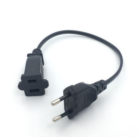1PCS European 2Pin Male Plug to USA Nema 1-15R Female Socket Power Adapter Cable 0.3M ► Photo 1/1