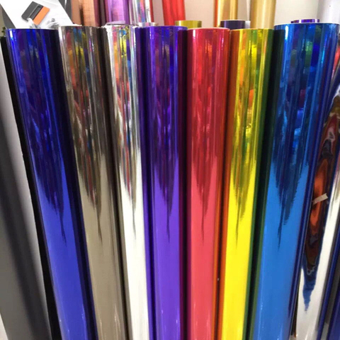 Various Colors Flexible Gloss Chrome Mirror Vinyl Wraps Car Wrapping Film Self Adhesive Film Sticker Vehicle Decal Computer ► Photo 1/6