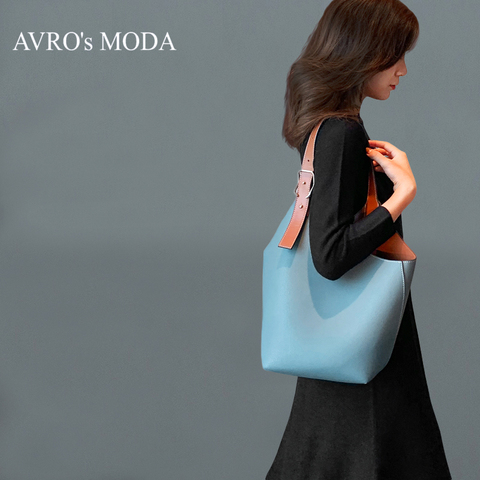 AVRO's MODA Fashion Shoulder Bags For Women 2022 Ladies Genuine Leather Luxury Handbag Female Designer Tote Messenger Bucket Bag ► Photo 1/6