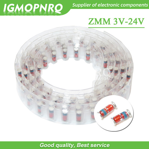 200PCS ZMM 3V 3V3 3V9 4V7 5V1 7V5 8V2 10V 12V 15V 16V 18V 20V 24V LL34 SMD Zener diode package 1/2W 0.5w Chip Zener diode ► Photo 1/2