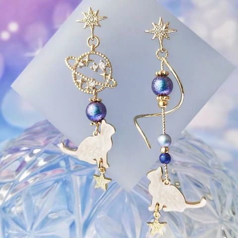 MWSONYA Fashion Korean Hot Sale Starlight Asymmetric  Earrings for Women Elegant Cat Earrings Rhinestone Tassel Earrings ► Photo 1/5