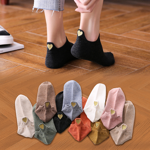 Fashion Socks Woman 2022 New Spring 4 Pairs Ankle Girls Cotton Color Novelty Women Fashion Cute Heart Casual Funny Sock Autumn ► Photo 1/6