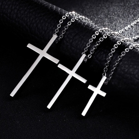 Titanium Steel Cross Pendant Necklace For Men Women Minimalist Jewelry Male Female Prayer Necklaces Chokers Gift ► Photo 1/6