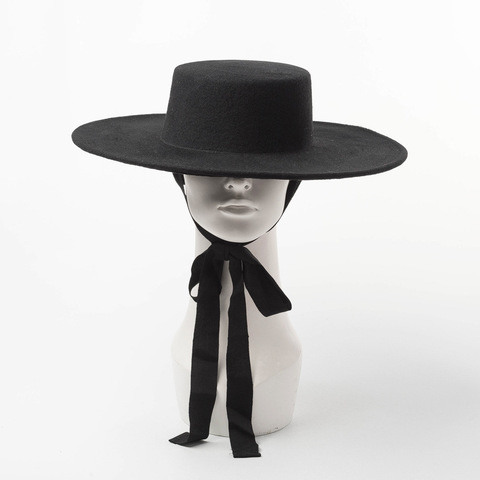 New fashion simple woolen woolen top hat ladies wool felt bandage flat hat ► Photo 1/6