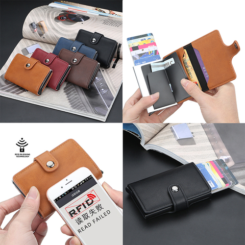 Buy Online Business Card Holder New Men Rfid Automatic Card Bank Card Holder Metal Aluminum Shell Antimagnetic Card Sleeve Cardholder Case Alitools