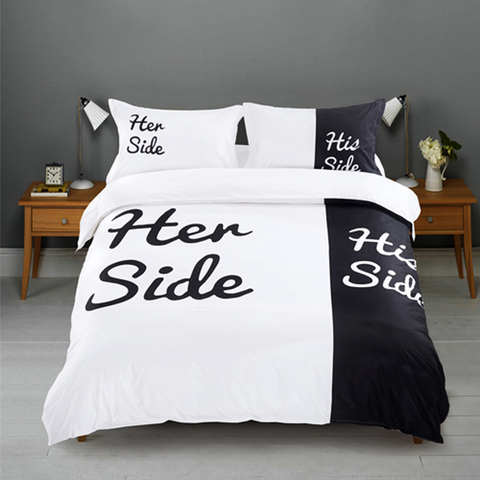 2/3pcs Bedding Set HOT SALE Black&white Her Side His Side bedding sets Queen/King Size Bed Linen Duvet Cover Set ► Photo 1/6