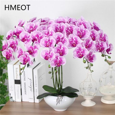 9 Head Real Touch PU Latex Phalaenopsis Artificial Flower Orchid Home Decor Bedroom Potted Plants DIY Wedding Material Wholesale ► Photo 1/6
