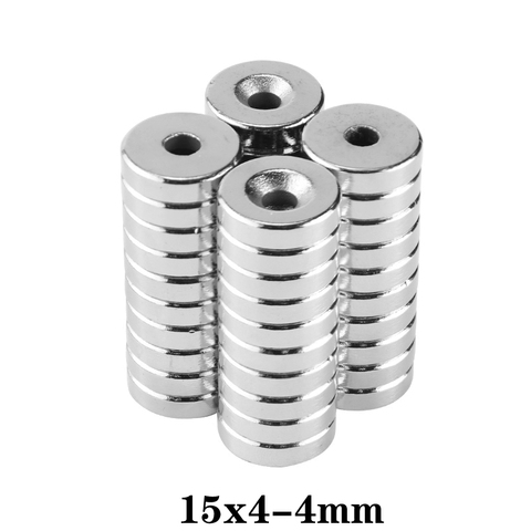 5~100pcs 15x4-4 Strong Rare Earth Magnet 15*4 mm Hole 4mm 15x4-4mm Round Countersunk Neodymium Magnetic Magnets N35 15*4-4 mm ► Photo 1/6