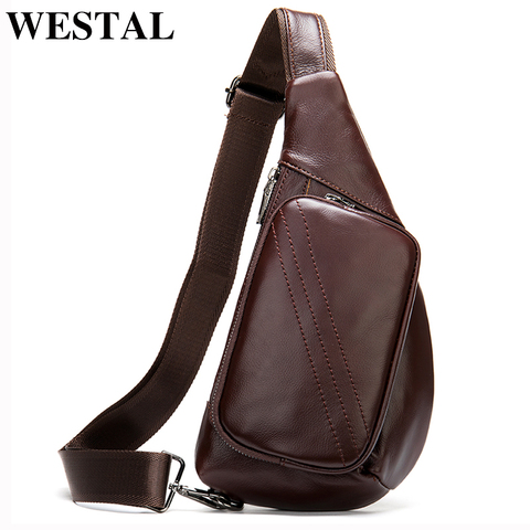 WESTAL Messenger Bag Men Shoulder Bag Men's Genuine Leather Chest Pack Sling Men Messenger Bags Belt Small Crossbody Bags Male ► Photo 1/6