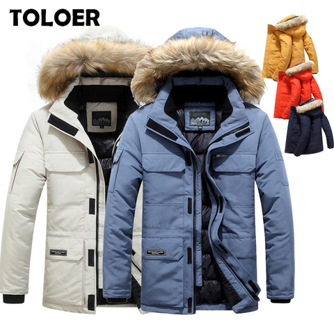 Winter Jackets Men Fur Warm Thick Cotton Multi-pocket Hooded Parkas Mens Casual Fashion Warm Coats Plus Size 5XL 6XL Overcoat ► Photo 1/6