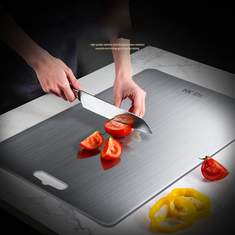 304 Multi-Function Stainless Steel Cutting Board Home Kitchen Rectangular Board Chopping Board Kneading Dough Cutting Board ► Photo 1/6