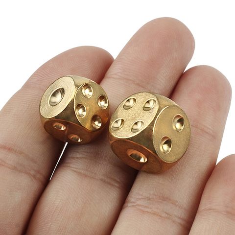 2pcs/lot Copper Dice Brass Dice Sieve Creative Mahjong Dice Bar Tool Outdoor Small Toy 13mm/15mm ► Photo 1/6