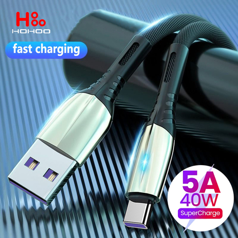 5A USB type c cable For Samsung A50 20 10 Huawei P30 Pro Fast Charge Type-C LED Mobile Phone Charging USB cable For Xiaomi cable ► Photo 1/6
