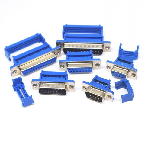 50PCS DB9 DB15 DB25 DB37 DIDC9/DIDC15/DIDC25/DIDC37 male female plug serial port connector idc crimp type D-SUB rs232 adapter ► Photo 1/6