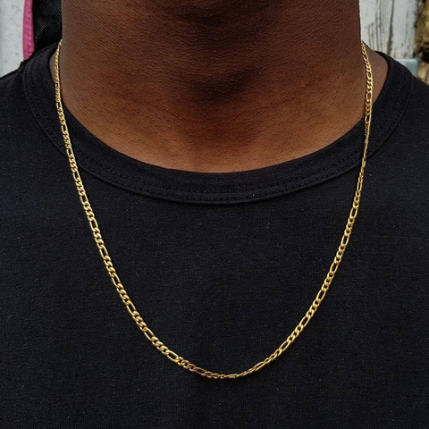 2022 Fashion 4mm Classic Figaro Chain Necklace Men Stainless Steel Gold Color Long Necklace For Men Women Chain Jewelry ► Photo 1/6