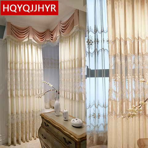 Creamy-white top European luxury embroidered villa curtains for apartment living room bedroom hotel windows Elegant curtain ► Photo 1/6