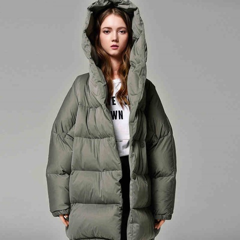 Hot Sale 7XL Plus Size Winter Bat Sleeved Real Duck Down Coat Female Hooded Super Warm Fluffy Down Coat Thick Warm Outwear wq502 ► Photo 1/6