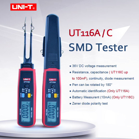 UNI-T SMD tester UT116A UT116C professional rotatable and with tweezer High precision Resistor-capacitor tester with clip ► Photo 1/6