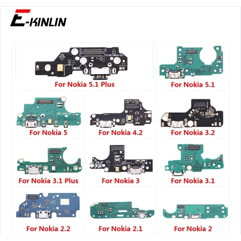 USB Charging Port Dock Plug Connector Charger Board With Mic Microphone Flex Cable For Nokia 3.1 5.1 Plus 2.1 2 2.2 3 3.2 4.2 5 ► Photo 1/6