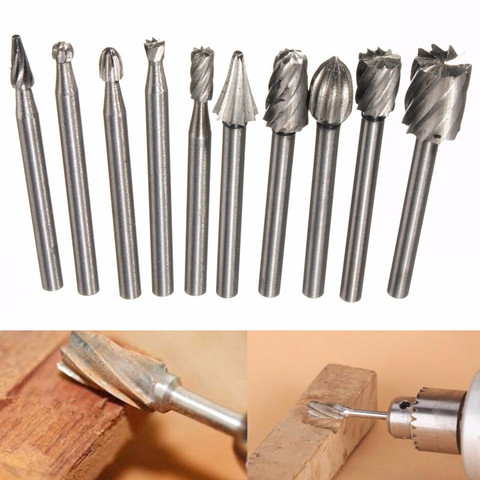 10pcs Set HSS Titanium Dremel Routing Rotary Milling Rotary File Cutter Wood Carving Carved Knife Cutter Tools Accessories ► Photo 1/5