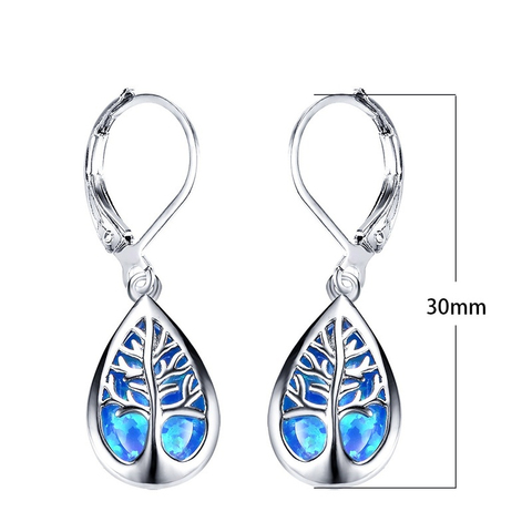 Women Fashion  Filled  Opal Life Tree Dangle Earrings for  Water Drop Jewelry Gift ► Photo 1/6