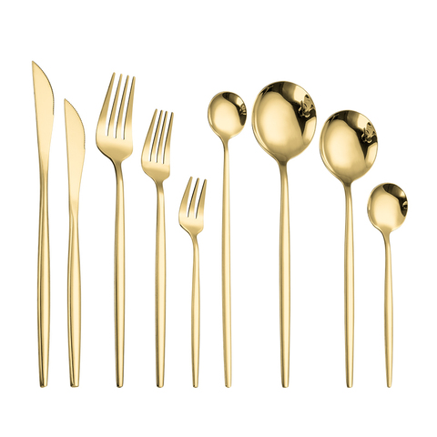 Dinnerware Gold Cutlery Set 304 Stainless Steel Luxury Flatware Home Silverware Fork Spoon Knife Kitchen Dinner Set Dropshipping ► Photo 1/6