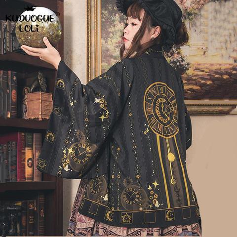 Gothic Kimono Boho Mujer Cardigan Women Japanese Dress Kimono Femme Top Traditional Streetwear Blouses Cosplay Anime Beach Long ► Photo 1/6