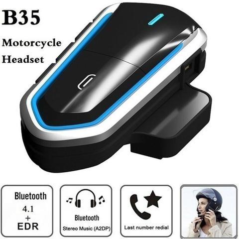 B35 Waterproof Moto Intercom Bluetooth V4.1 Helmet Headset Motorcycle FM Radio Headsets Stereo Helmet Earphone with Handsfree ► Photo 1/6